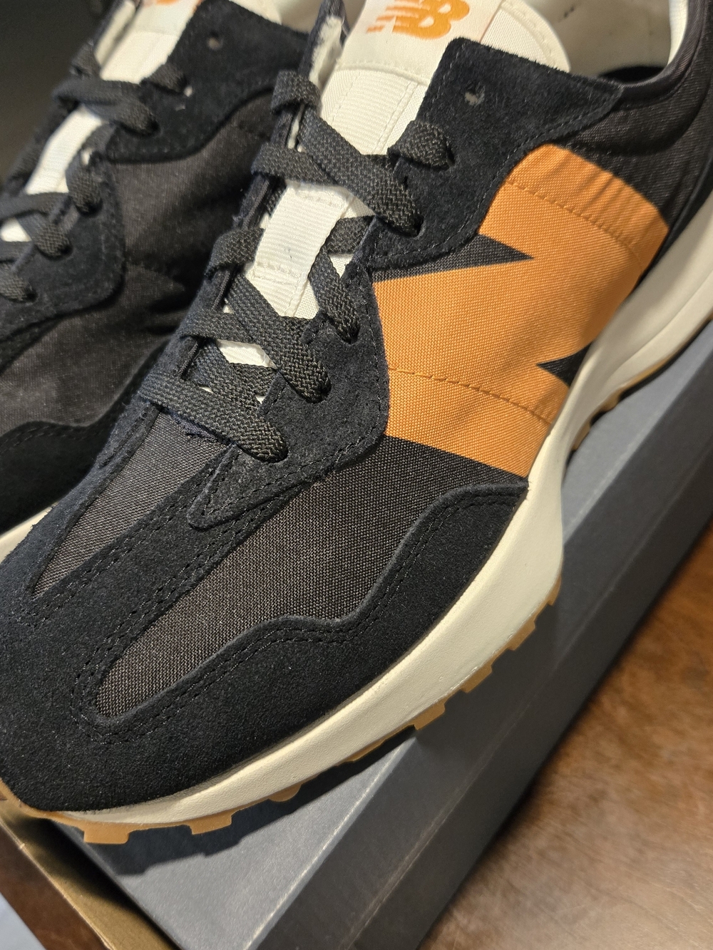 New Balance Black & Orange Retro-Inspired Runner Sneakers